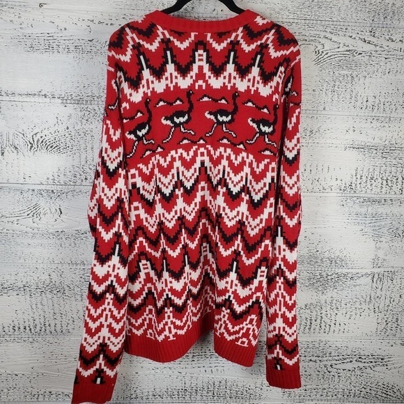 33 Degrees Mens Ugly Christmas Ostrich Scarf Holiday Knit Crewneck Sweater - Picture 7 of 11